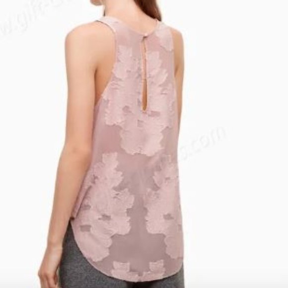 WILFRED ARITZIA Sevres Floral Lace CAMILLE DUSTY ROSE TANK TOP - Picture 2 of 2